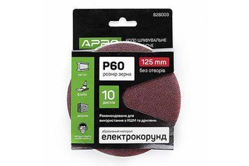 Круг шлифовальный без отверстий (на липучке) &Oslash;125мм P60 (10шт) APRO 828003 фото