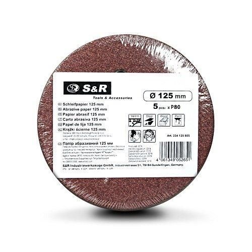 Набір шліфувальних кругів S&R D125 P80 &mdash; 8 шт., 5 шт. 234125805 фото