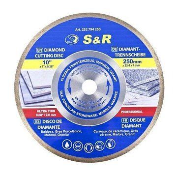 Диск алмазний S&R CORONA 250 x 1,6 х 25,4 керамограніт 252794250 фото