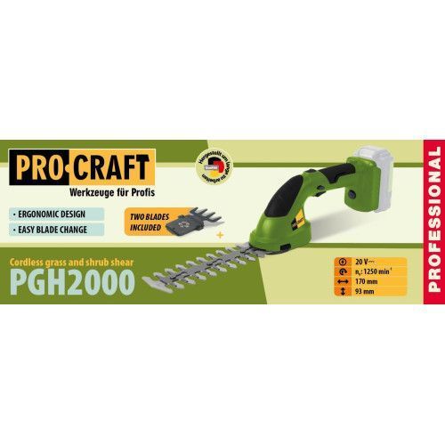 Подрезчик травы & кусторез аккумуляторный Procraft PGH2000 без акб и зарядного 020011 фото