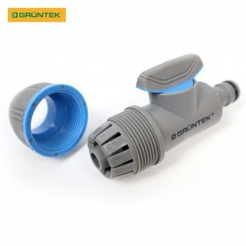 Адаптер с краном для шлангов GRUNTEK универсальный 1/2"-5/8"-3/4" 296693072 фото
