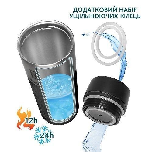 Термокружка Tavialo 420 мл черный цвет + 2 уплотнительных кольца 190420101 фото