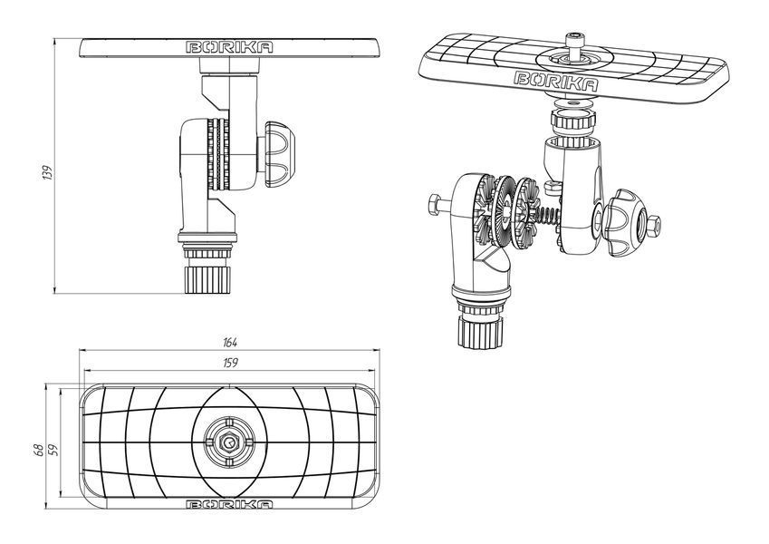 Поворотно-наклонная платформа для эхолота BORIKA FASTen SSt223 черная для монитора 7-9" (01.04.004.01.01) 01.04.004.01.01 фото