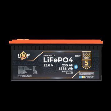 Акумулятор LP LiFePO4 25,6V - 230 Ah (5888Wh) (BMS 200A/100А) пластик Smart BT LP40339 фото