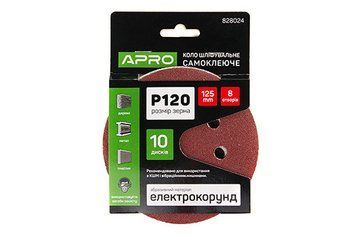 Круг шлифовальный 8 отверстий (на липучке) 125мм Р120 APRO 828024 фото