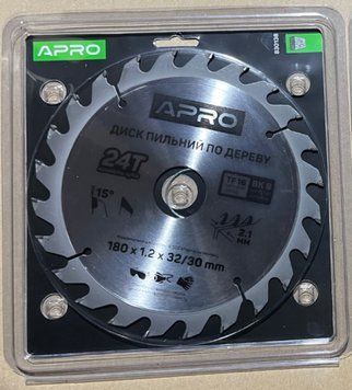 Диск пиляльний для дерева 180х32 (30)х24Т APRO 830138 фото