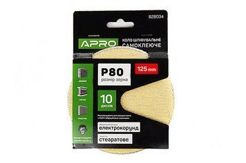 Круг шлифовальное стеаратовое покрытие (на липучке) 125мм Р80 APRO 828034 фото