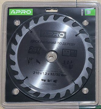 Диск пиляльний для дерева 210х32 (30)х24Т APRO 830181 фото