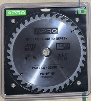 Диск пиляльний для дерева 250х32 (30)х40Т APRO 830205 фото